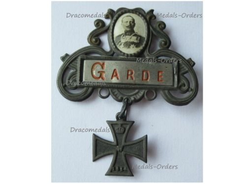 Germany WW1 Prussia Patriotic Badge Garde Kaiser Wilhelm II Guard Corps Iron Cross 1914