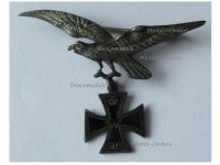 Germany Prussia WW1 Patriotic Badge of the German Imperial Flying Corps Eagle with Iron Cross in Silver 936