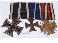 Germany WW1 Set of 3 Medals (Brunswick Ernst August Cross 2nd Class EA2, Iron Cross 2nd Class EK2, Hindenburg Cross with Swords)