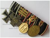 Germany WW1 Set of 4 Medals (Flanders Cross with Clasps Antwerpen, Ypern, Yser), Iron Cross, WWI Kyffhauser Veteran and German Legion of Honor Medal)