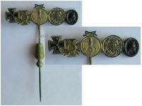 Germany Austria Hungary WW1 Stickpin Set of 5 Medals (Black Wound Badge, Iron Cross, Hindenburg, Austrian, Hungarian Medal Pro Deo et Patria) MINI