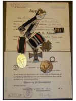 Germany WW1 Set of Medals & Diplomas (Iron Cross KO, Hindenburg St&L, Centennial 1897, Kyffhauser Medal Badge) 5th Bavarian Field Artillery Regiment