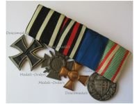 Germany Hungary WW1 Set of 3 Medals (Iron Cross by KO, Hindenburg Cross, Prussian Military Cross for 15 Years, Hungarian WWI Medal Pro Deo et Patria)