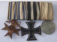 Germany WW1 Bavaria Set of 3 Medals (Bavarian Cross of Merit Merenti III Class, Iron Cross, Medal for IX Years of Faithful Military Service) by DRGM