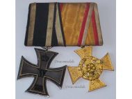 Germany WW1 Set of 2 Medals ( Lippe Detmold Military Cross for War Merit, Iron Cross 1914 2nd Class EK2)