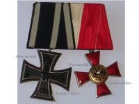 Germany WW1 Set of 2 Medals (Lubeck Hanseatic Cross, Iron Cross 2nd Class EK2 Maker KO)
