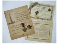 Germany WW1 Set of 2 Medals (Flanders Cross 1914 1918, WWI Medal of the German Legion of Honor) with Diplomas & Miniatures