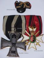Germany WW1 Set of 2 Medals (Iron Cross, WWI Commemorative War Decoration of the Wurttemberg Army Veteran Association Merit Cross) and Boutonniere