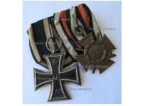 Germany WW1 Set of 2 Medals (Iron Cross 1914 2nd Class EK2 Maker KO, Hindenburg Cross for Combatants Marked JK)