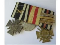 Germany WW1 Set of 3 Medals (Flanders Cross with Clasps Somme, Ypres, Yser, Flandernschlacht, Hindenburg Cross, Baden Silver Merit Medal)