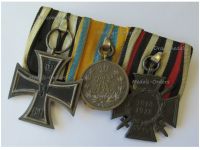Germany WW1 Set of 3 Medals (Saxony Friedrich August Medal for Military Merit Bronze Class, Iron Cross 1914 2nd Class EK2, Hindenburg Cross with Swords)