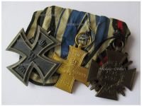 Germany WW1 Set of 3 medals (Schaumburg Lippe Loyal Service Cross, Iron Cross 1914 2nd Class EK2, Hindenburg Cross with Swords Marked RV 25 Pforzheim)