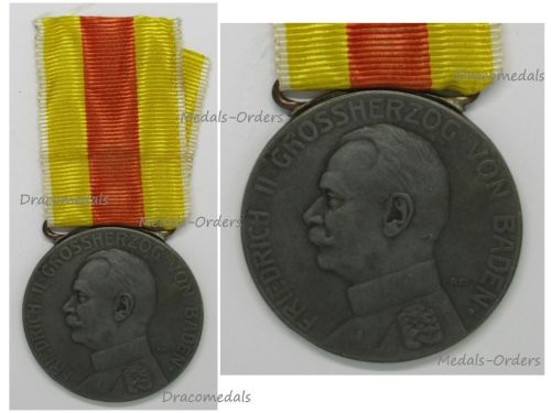 Germany WW1 Baden Silver Merit Medal of Grand Duke Friedrich II 1908 of the Period 1916 1918, Zinc