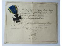Germany WW1 Brunswick EA2 Ernst August's Cross of Military Merit 2nd Class with Diploma to the 79th Infantry Regiment von Voigts Rhetz