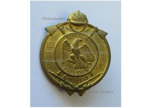 Germany Prussia WW1 Fire Department Badge for 25 Years Long Meritorious Service 1925 1933