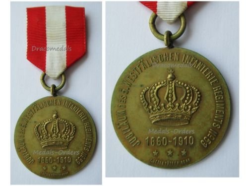 Germany Prussia Jubilee Medal of the 5th Westphalian Infantry Regiment Nr. 53,  50th Anniversary 1860 1910