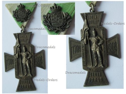 Germany Saxony Commemorative Cross for the Bicentennial 1709 1909 of the 4th Royal Saxon Infantry Regiment N.103 by Deschler