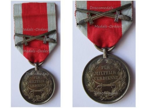 Germany Schaumburg Lippe Silver Military Merit Medal 1870 with WW1 Crossed Swords