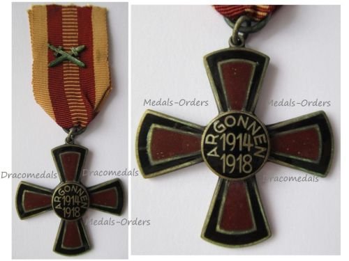 Germany WW1 Argonne Cross 1914 1918 1st Type with Swords by Fleck & Sohn