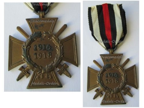 Germany WW1 Hindenburg Cross with Swords for Combatants Maker RV 13 Pforzheim