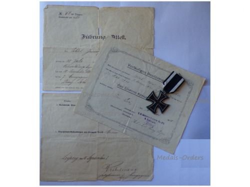 Germany WW1 Iron Cross 1914 2nd Class EK2 by Maker K with Diploma to the 474th Infantry Regiment of Saxony (Set to Father & Son)