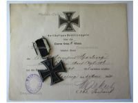 Germany WW1 Iron Cross 1914 2nd Class EK2 by Maker KAG with Diploma to the 106th Infantry Regiment King Georg