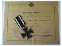 Germany WW1 Iron Cross 1914 2nd Class EK2 by Maker KAG with Diploma to the 79th Infantry Regiment von Voigts Rhetz
