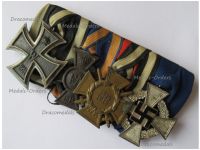 Germany WW2 Set of 4 Medals (NSDAP Cross of Loyal Civil Service, Oldenburg Friedrich August Merit Cross FA2, Iron, Hindenburg Cross with Swords A&S)