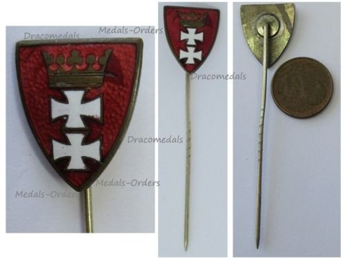 NAZI Germany WW2 Free City of Danzig Badge Stickpin