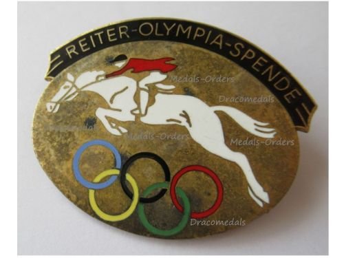 Germany WW2 German Equestrian Committee Donation Badge for the XI Olympiad Berlin 1936 Summer Olympics Marked Ges Gesch