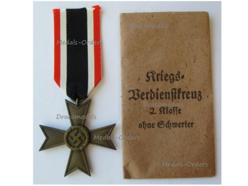 Germany WW2 War Merit Cross 2nd Class w/o Swords 1939 Maker Marked 1 w/ Envelope