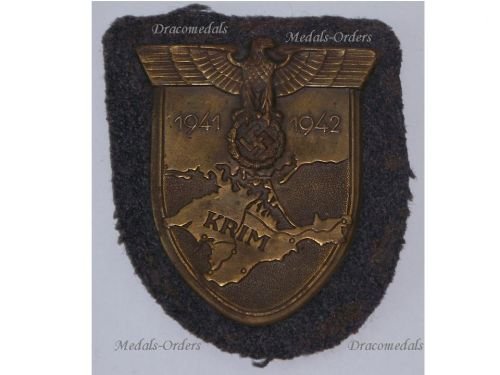 Germany WW2 Krim Sleeve Badge Crimea 1941 1942 Shield for the Air Force (Luftwaffe)
