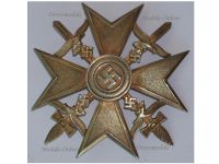 Germany WW2 Spanish Cross in Gold with Swords for the Condor Legion of the Spanish Civil War 1936 1939 by C. E. Juncker in Silver 900 