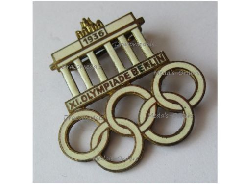 Germany WW2 XI Olympiad Badge Berlin 1936 Summer Olympics by Wilhelm Deumer