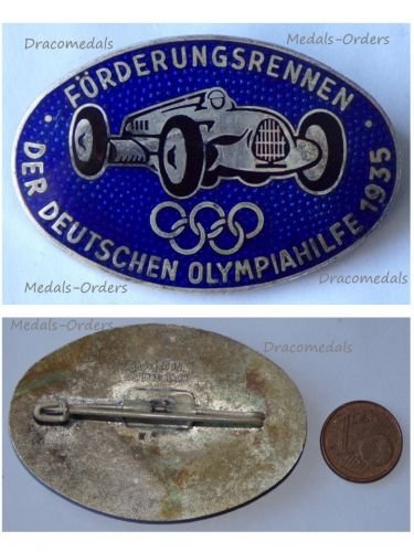 Germany WW2 Formula 1 German Grand Prix 1935 Donation Badge for the XI Olympiad Berlin 1936 Summer Olympics by Stubbe