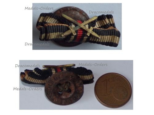 Germany WW1 Lapel Pin Boutonniere Hindenburg Cross with Swords for Combatants Marked Solide Elegant