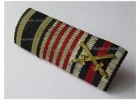Germany WW1 Ribbon Bar of 3 Medals (Bremen Hanseatic Cross, Iron Cross 2nd Class EK2, Hindenburg Cross with Swords for Combatants)