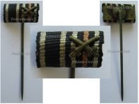 Germany WW1 Stickpin Ribbon Bar of 2 Medals (Iron Cross 2nd Class, Hindenburg Cross with Swords 1914 1918) MINI