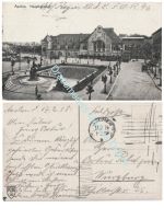 Germany WW1 Postcard, Aachen Hauptbanhof, Doctor 96th Field Artillery Regiment, Postmarked 1918