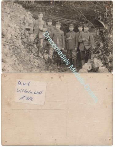 Germany WW1 Group Photo, German Soldiers, Dugout Entrance