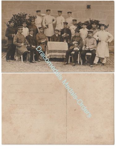 Germany WW1 Photo Military Hospital, Officers with Swords, Doctors, Medics