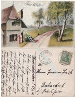Germany WW1 Patriotic Postcard Treue Grusse, German Austrian-Hungarian Flags, Stamp 1916