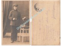 Germany WW1 Portrait Photo Soldier Luftschiffer Abteilung (Airship Detachment) in full Uniform, Christmas Greetings