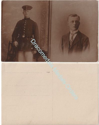 Germany WW1 Portrait Photo German Officer in full Dress Uniform, Before and After Commission