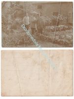 Germany WW1 Photo German Soldier Medic with Red Cross Collar Insignia in Hospital Garden