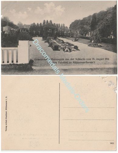 Germany WW1 Postcard Graves, 19 August 1914 Offensive, Mulhausen Dornah Cemetery