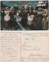 Germany WW1 Postcard Helgoland (Heligoland), Imperial Navy Flag, Women, 1917