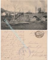 Germany WW1 Propaganda Postcard Montmedy Destroyed Bridge, Feldpost Wurttemberg 1st Pionier (Engineer) Battalion, 1915