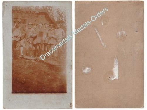 Germany WW1 Group Photo Infantry Squad German NCO & Soldiers, Iron Cross Ribbon Bar