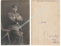 Germany WW1 Portrait Photo German Soldier, Cap, Buckle by Jahne, Neuss, Grevenbroich